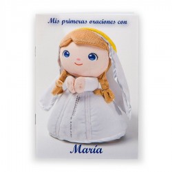 Peluche Virgen María 30 cms Oraciones 6 idiomas