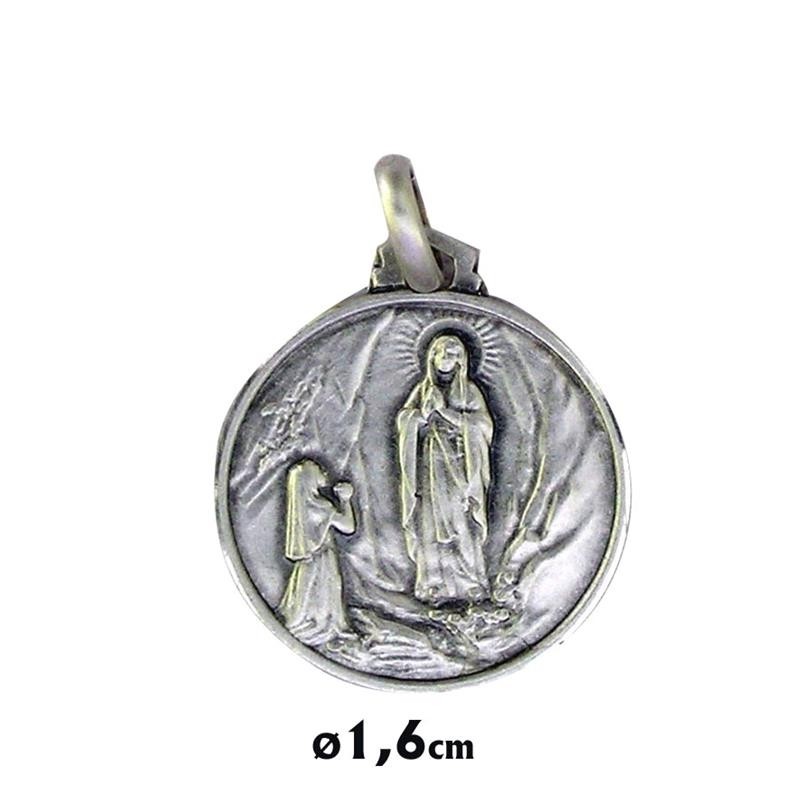 Medalla Plata 16mm Virgen de Lourdes