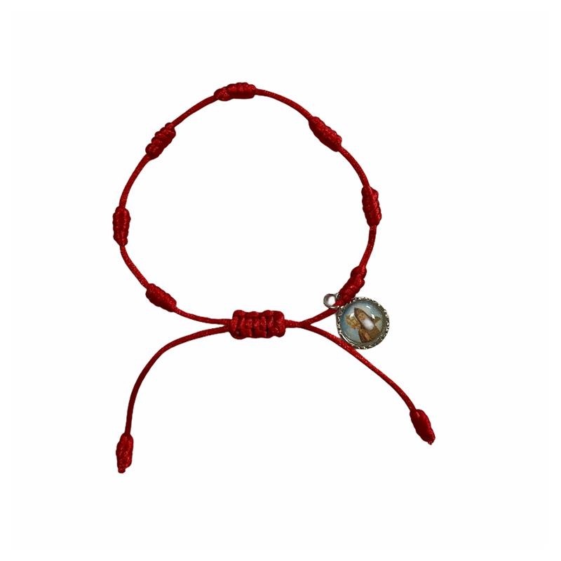 Pulsera de cuerda roja con medallita