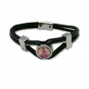 Pulsera cuero negro con imagen personalizable