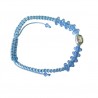 Pulsera cuerda San Miguel y Angel Guarda azul celeste con decena cristal