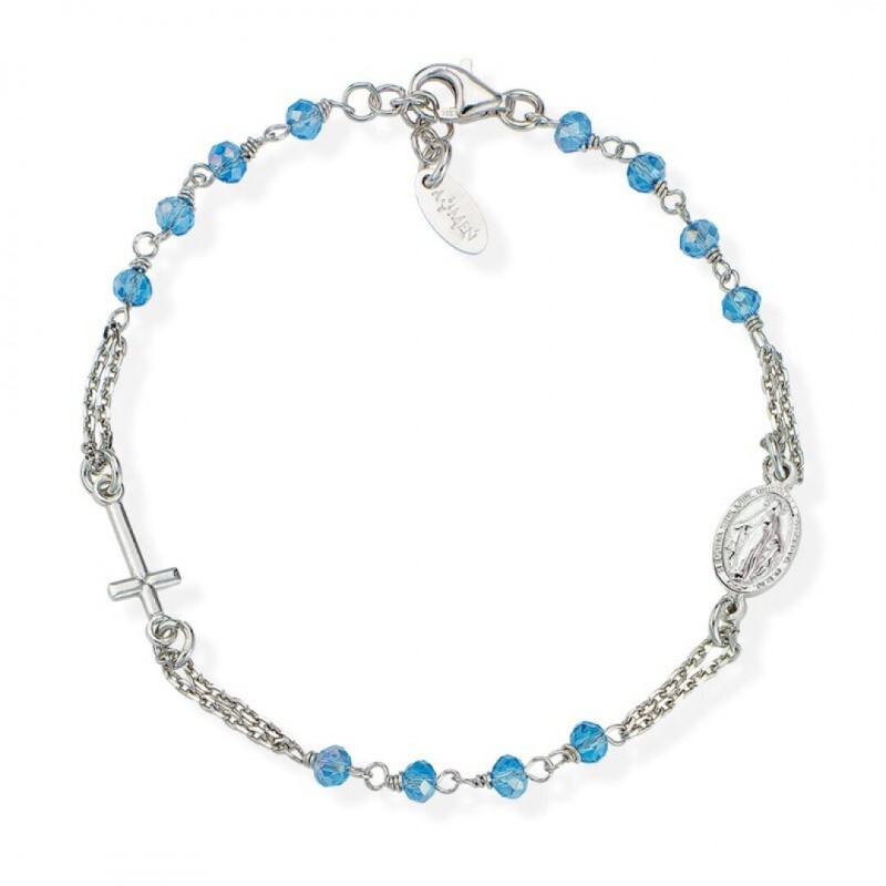 Pulsera decena Milagrosa cristal azul