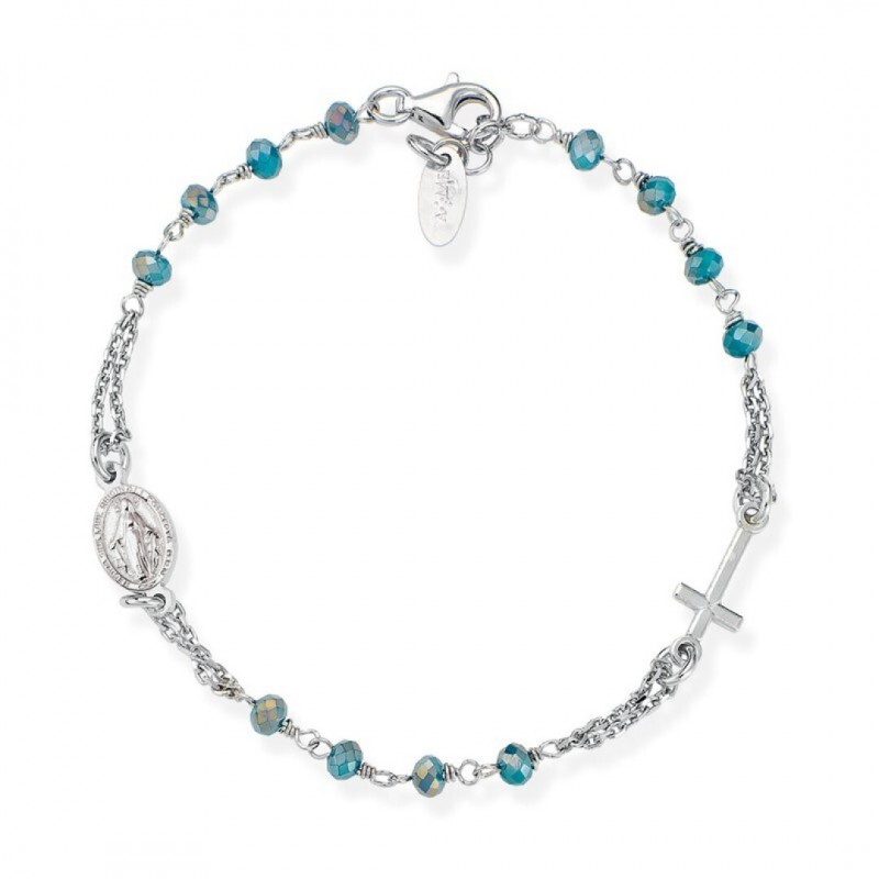 Pulsera decena Milagrosa cristal azul turquesa