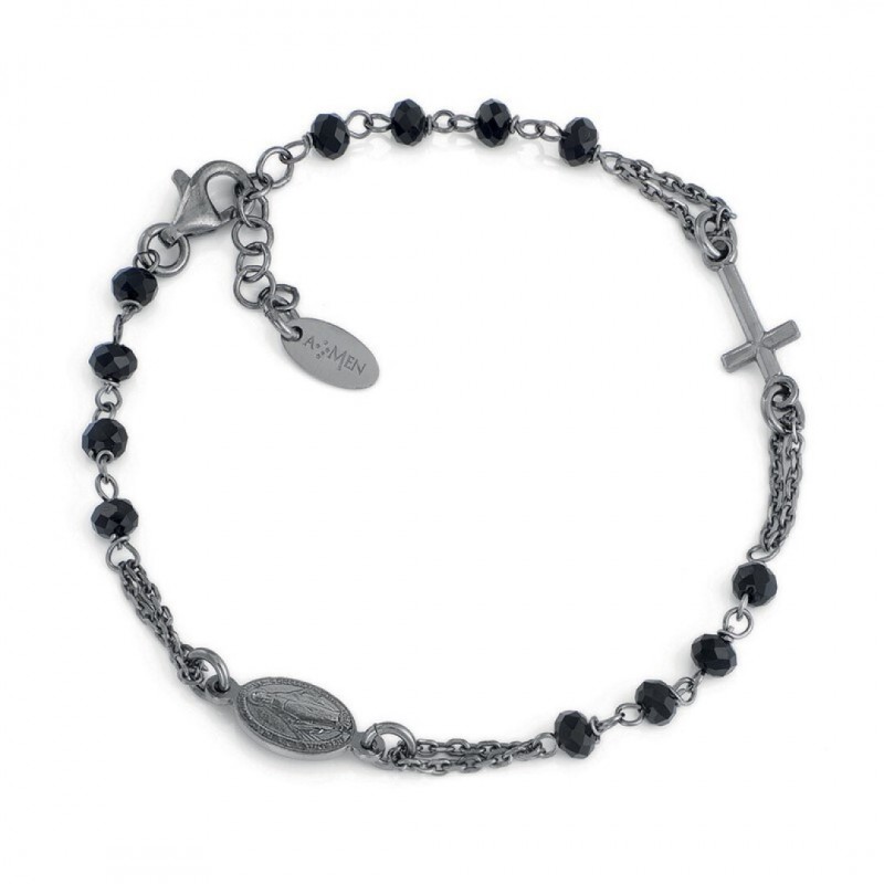 Pulsera decena Milagrosa plata negra