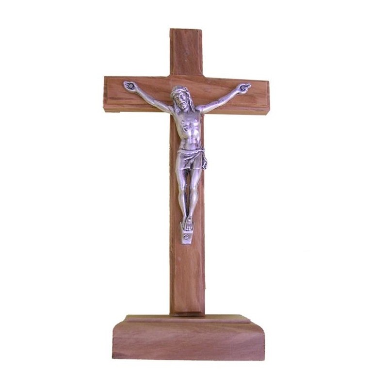 Cruz con base de madera de olivo con Cristo